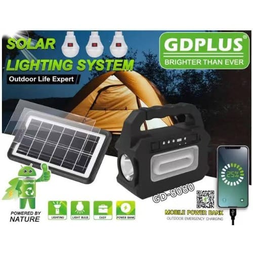 Solar Lighting System With Three Bulbs