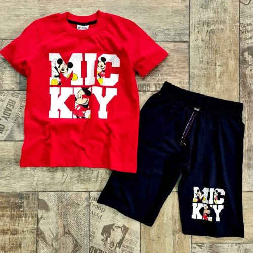 Boy Mickey Mouse Bold Design 2psc Set - Red/black