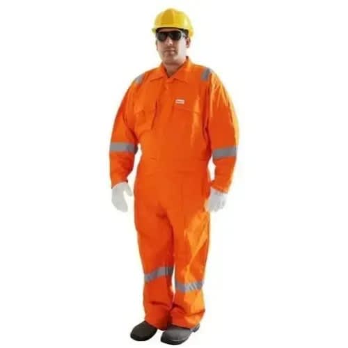 Safety Coverall With Reflector - Orange-Large Size
