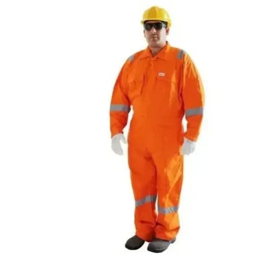 Safety Coverall With Reflector - Orange-Large Size