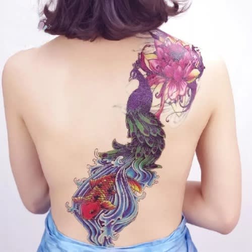 Peacock Full Leg Arm Back Temporary Tattoo Body Art Sticker