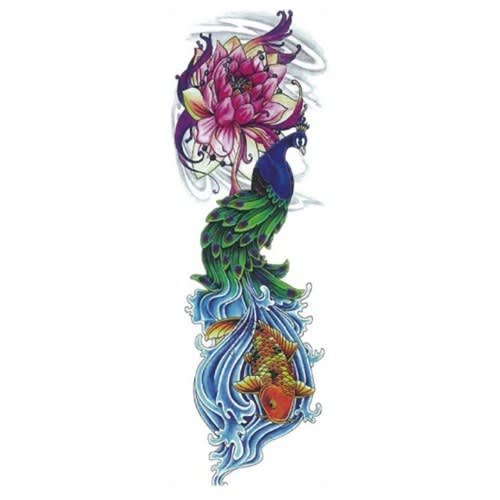 Peacock Full Leg Arm Back Temporary Tattoo Body Art Sticker