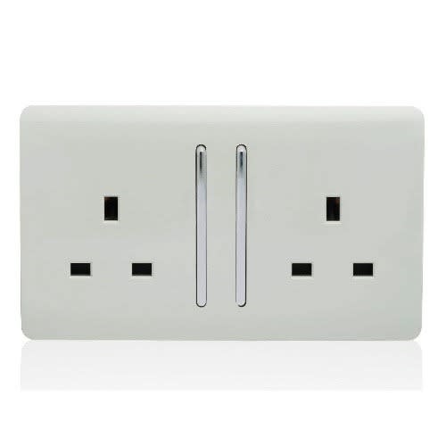 13amp Double Slim Button Socket