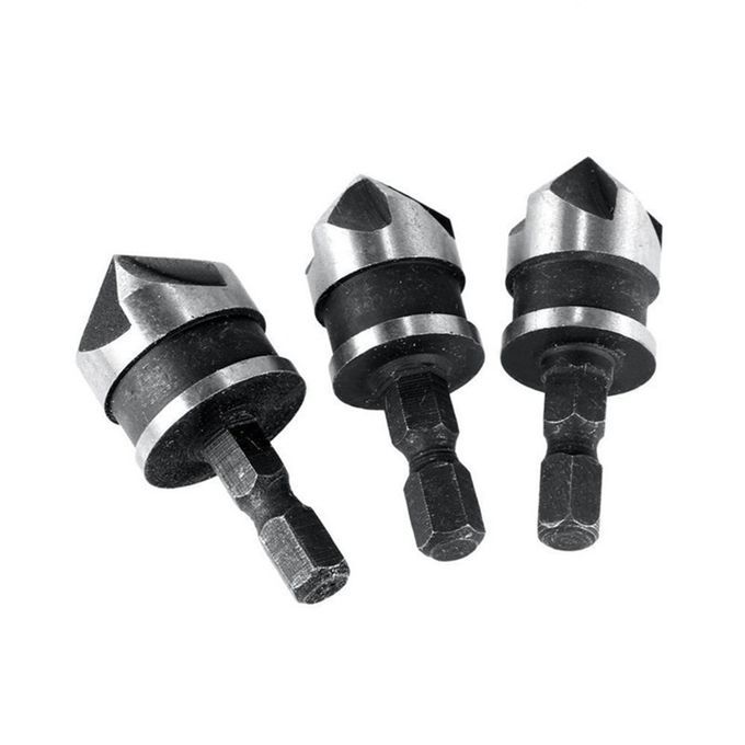 1/4"   12mm 16mm 19mm  Ountersink Power Drill Bit Bore Set For Wood  -Silver