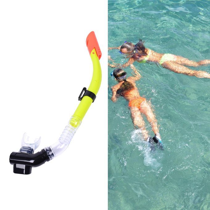 Semi Dry Snorkel, Snorkeling Diving Silicone Mouthpiece, Yellow