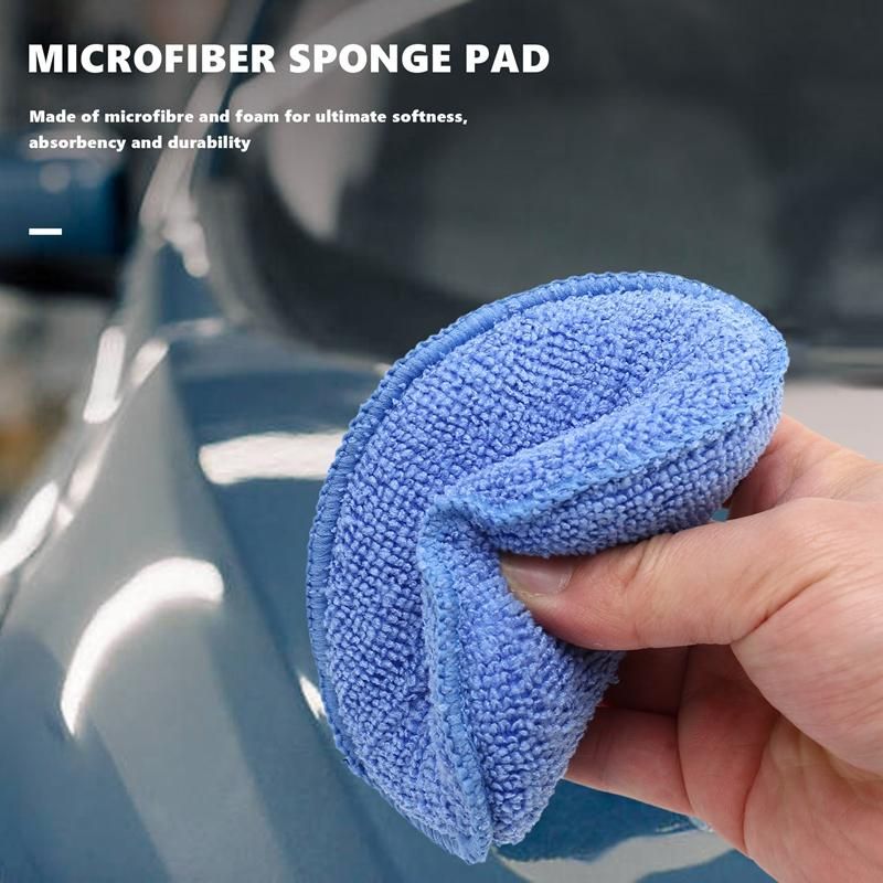 Microfiber Wax Applicator 12pcs Car Cleaning Polish Wax Foam Sponge Polishing Sponge Blue