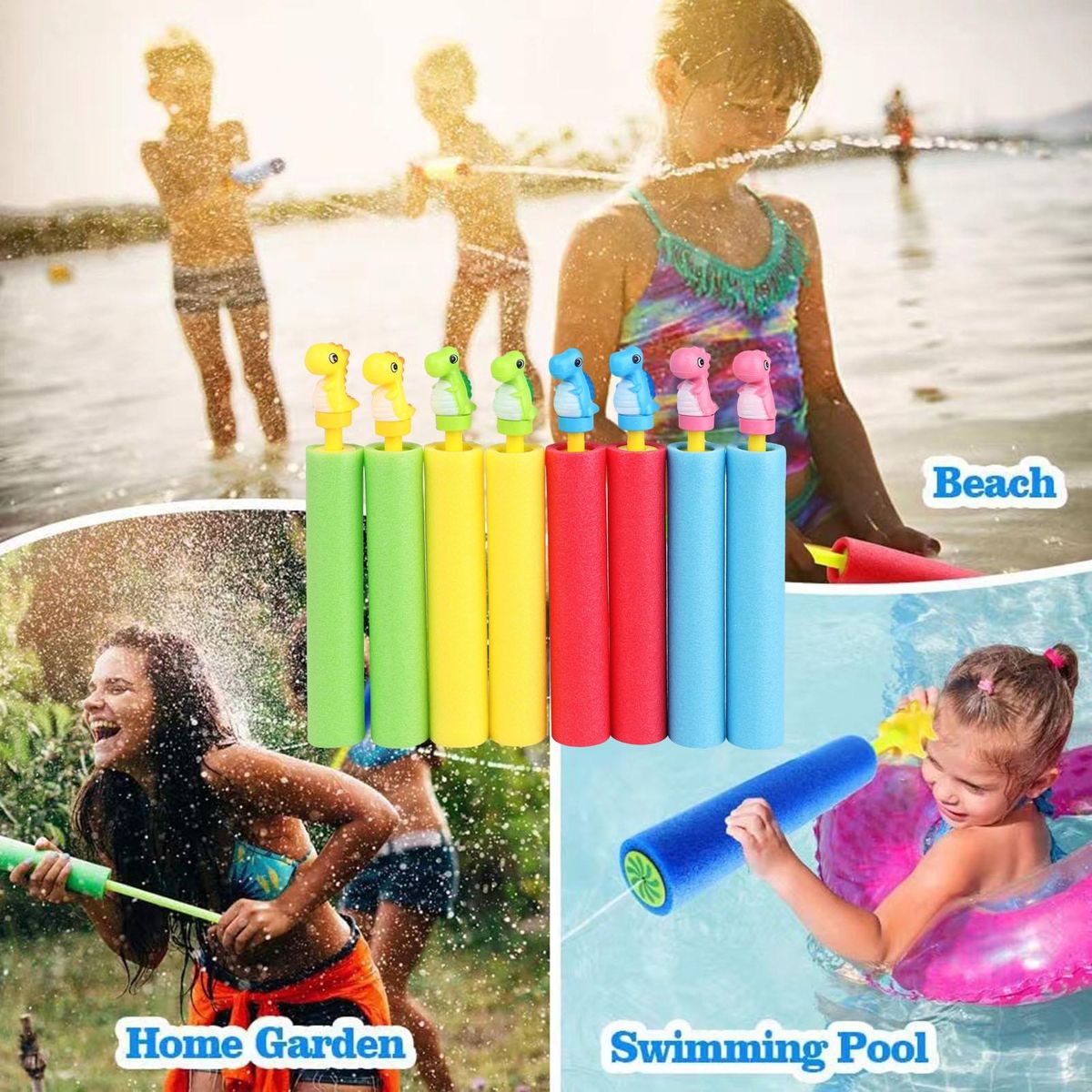 8Pcs Water Toys Pull-out Water Cannons