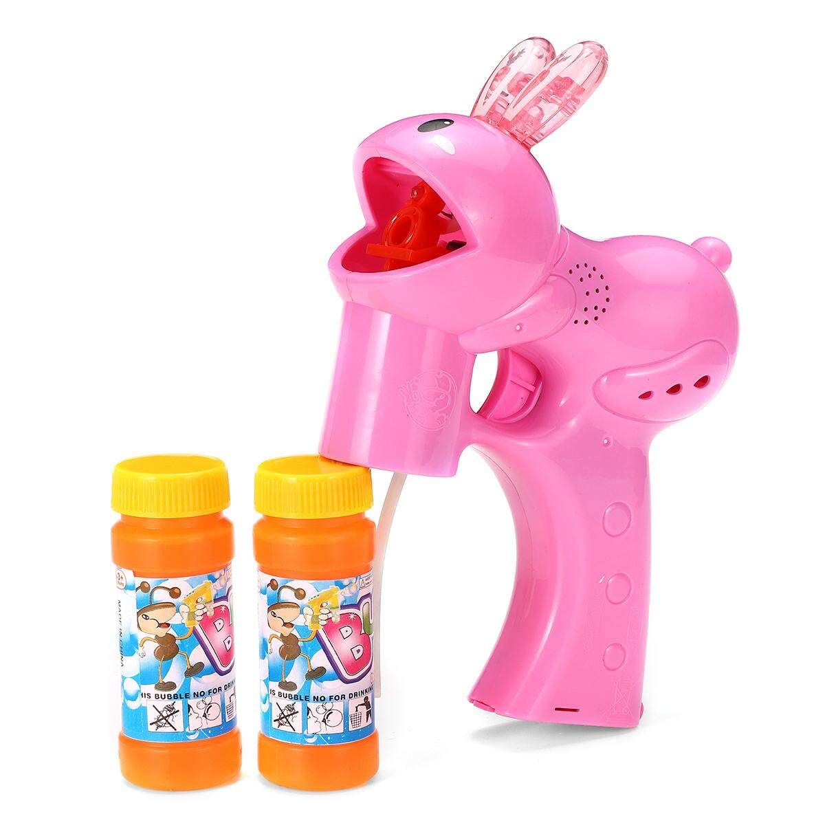 Electric Flashing LED Light-Up Bubble Tool Music Machine Outdoor Kids Toy Gift 158 Rabbit (pink)
