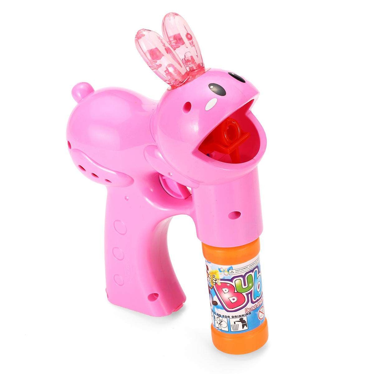 Electric Flashing LED Light-Up Bubble Tool Music Machine Outdoor Kids Toy Gift 158 Rabbit (pink)