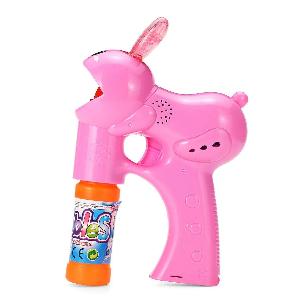 Electric Flashing LED Light-Up Bubble Tool Music Machine Outdoor Kids Toy Gift 158 Rabbit (pink)