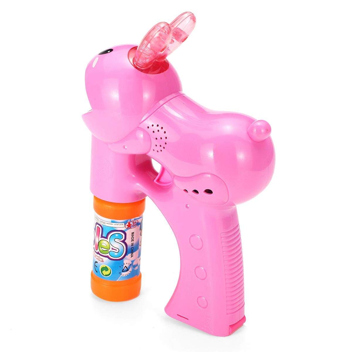 Electric Flashing LED Light-Up Bubble Tool Music Machine Outdoor Kids Toy Gift 158 Rabbit (pink)