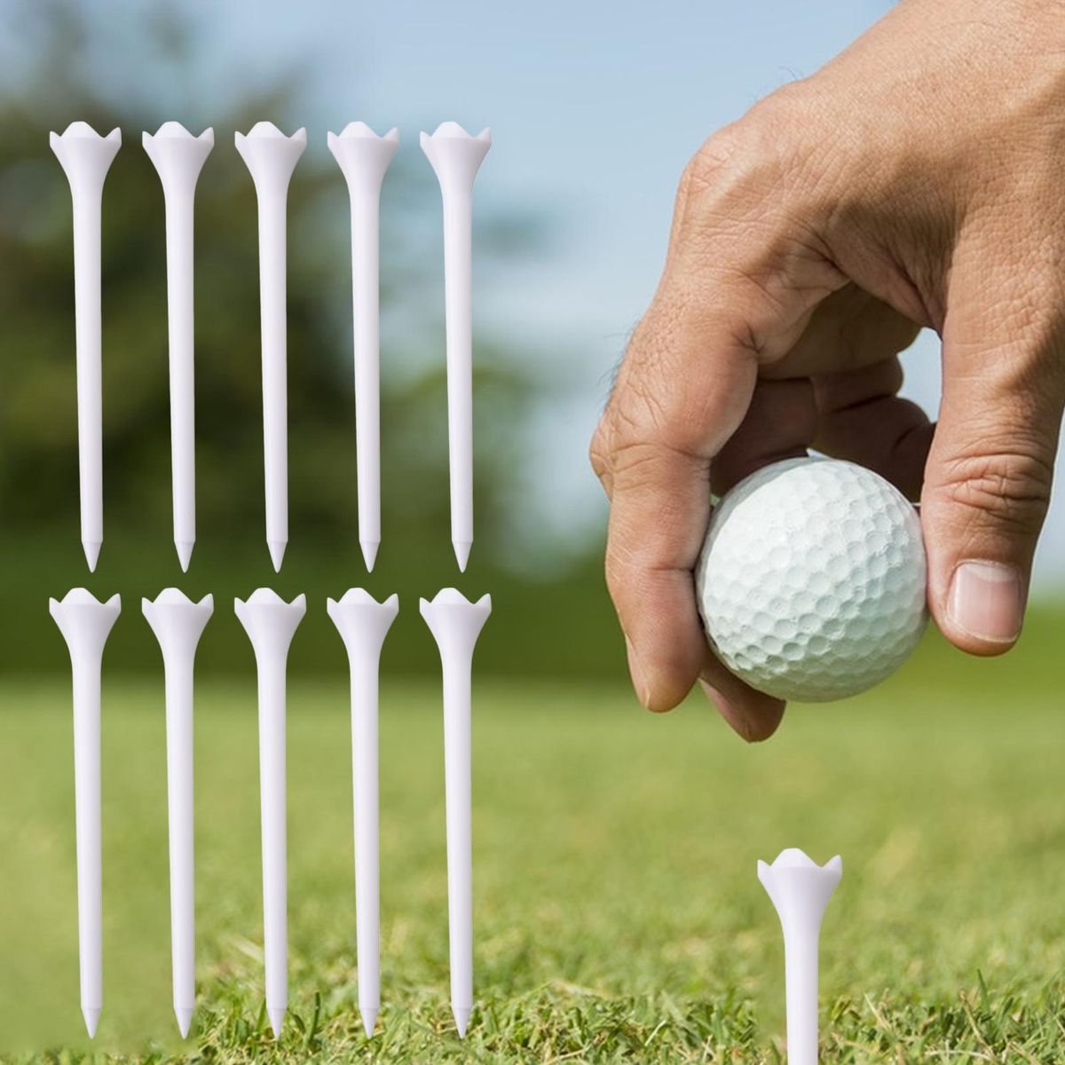 Low Friction Golf Tees 10pcs Durable Plastic Golf Tees Stable