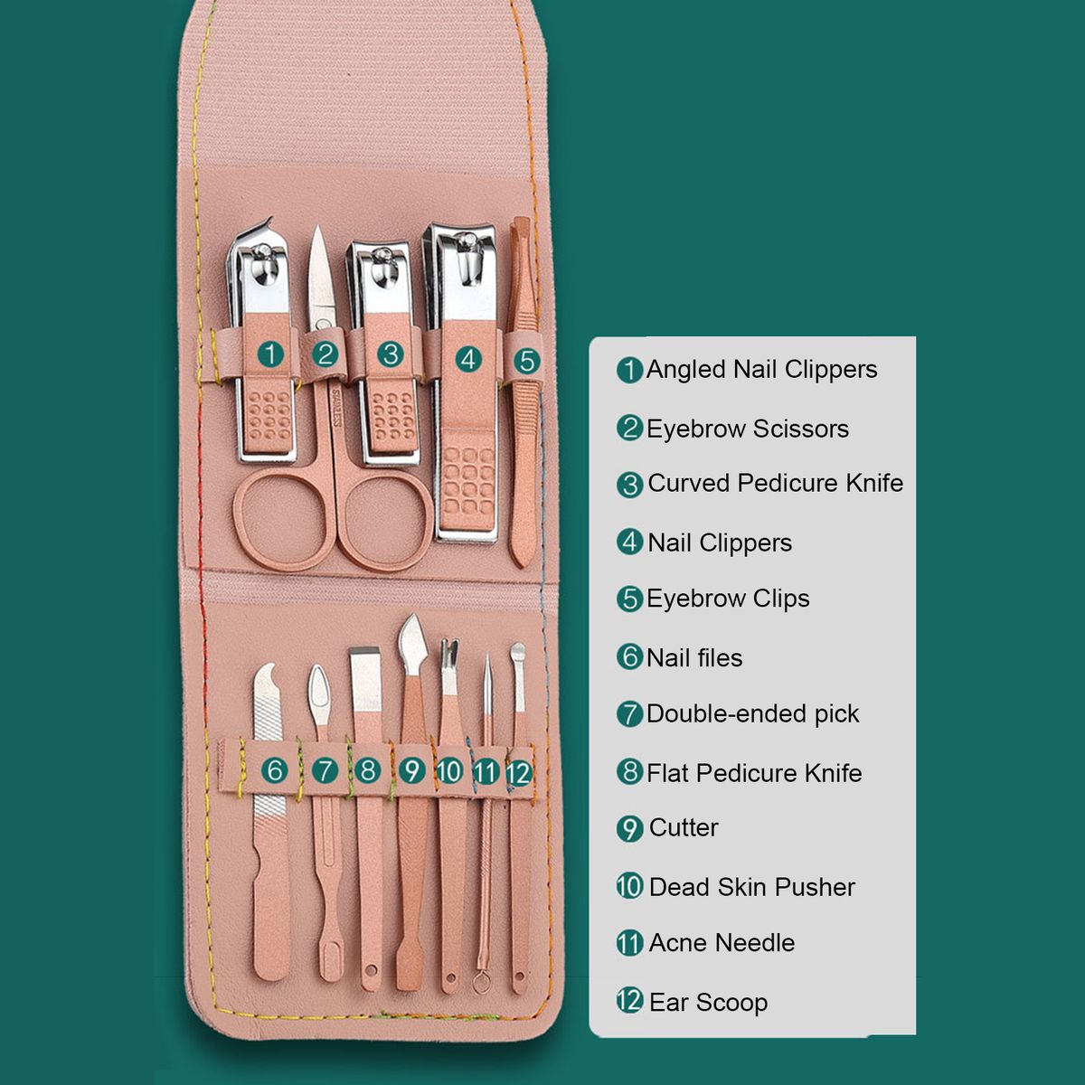 Pedicure   Manicure Tool Kit Portable Nail Clippers Set With