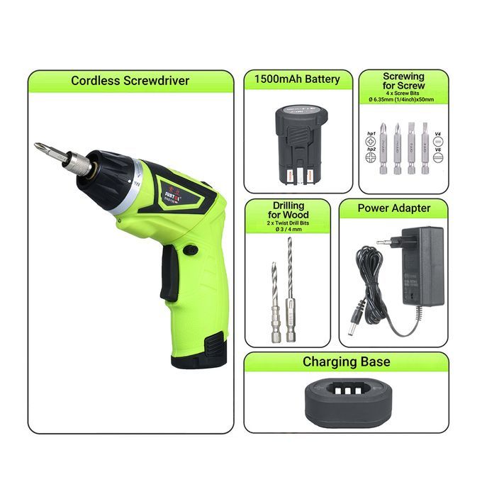 6.0N.m Cordless Electric Screwdriver 2PCS Rechargeable