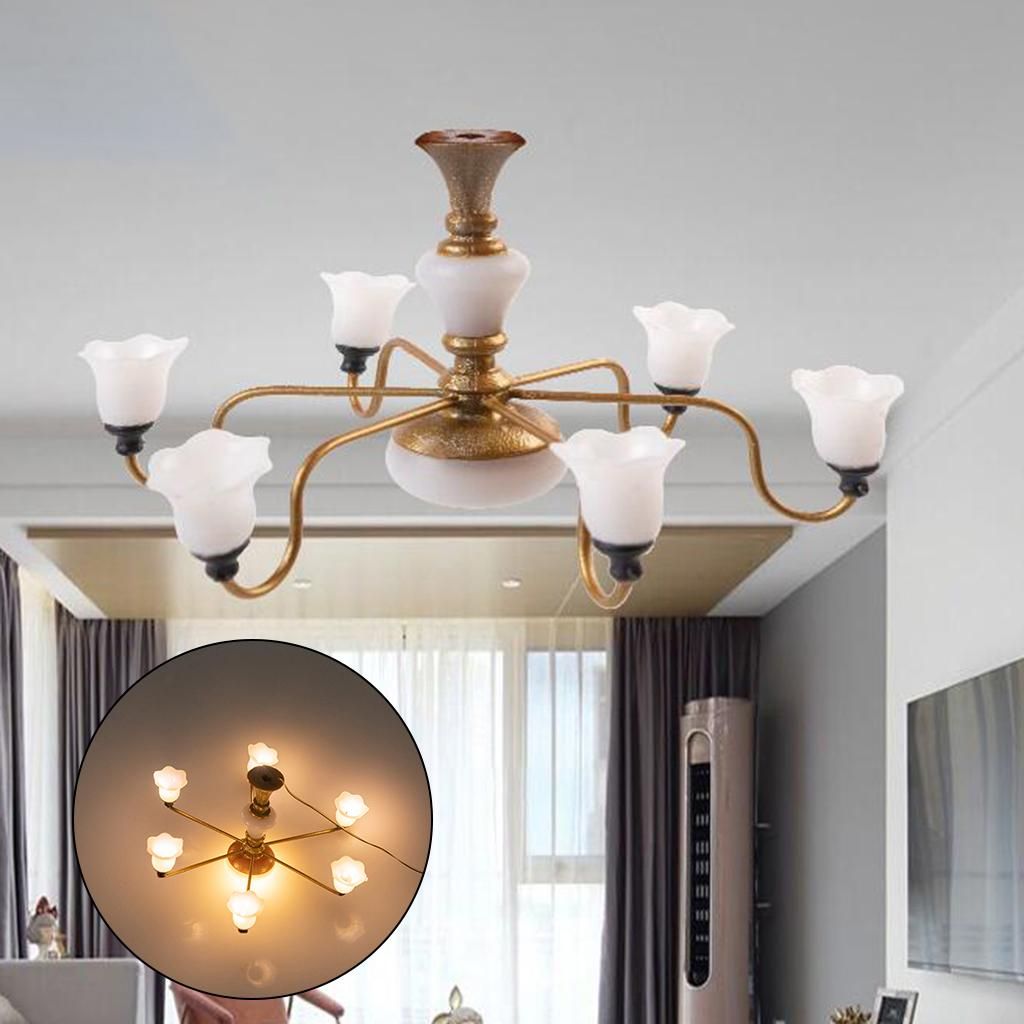 Modern Mini Chandelier Model Sand Table Living Room Golden Warm Light