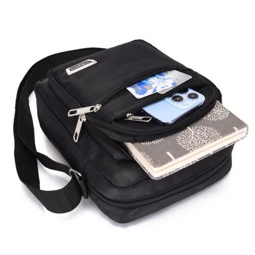 Men Solid 6 Compartments Sling Bag
