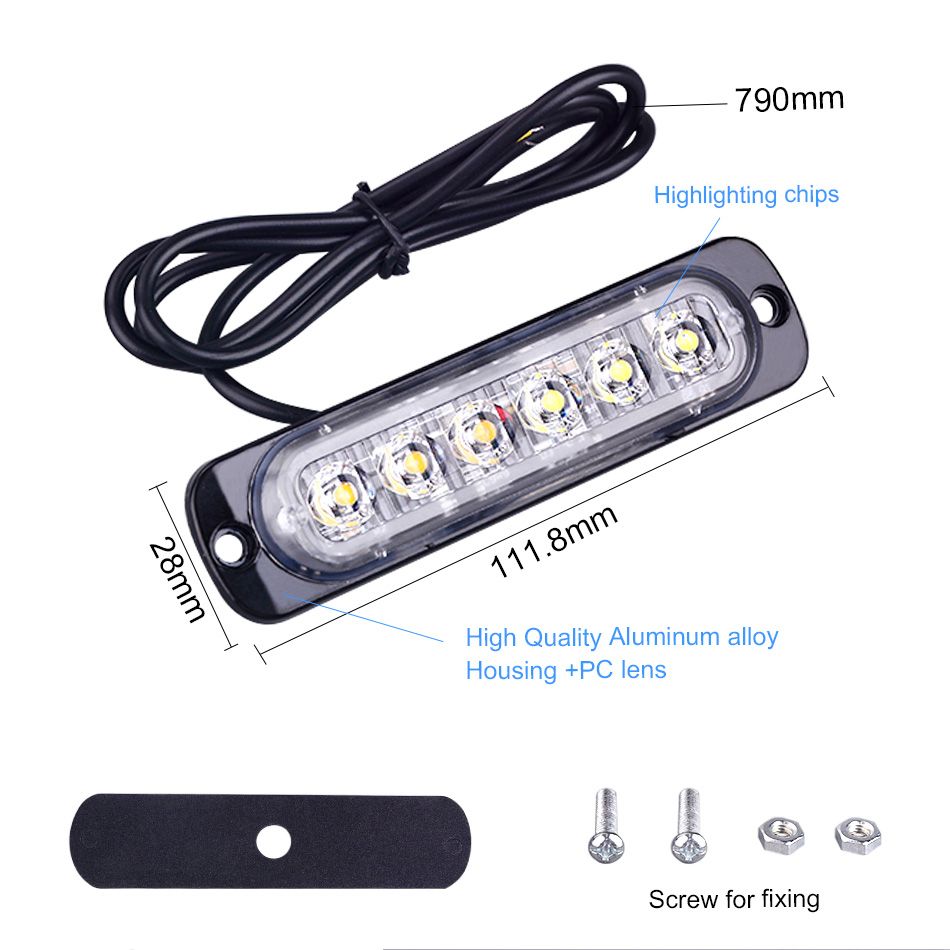 4pcs Truck 12V 24V 6SMD LED Strobe Warning Light