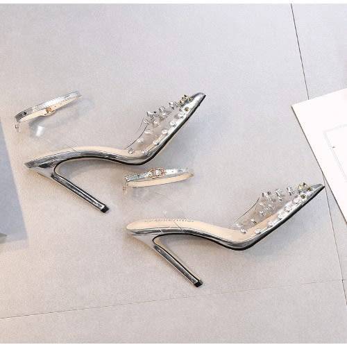 Rhinestones Transparent Silver Shoe