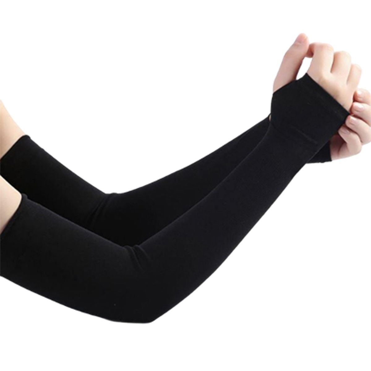1 Pair UV Sun Protection Arm Sleeves Tattoo Cover Up-Black