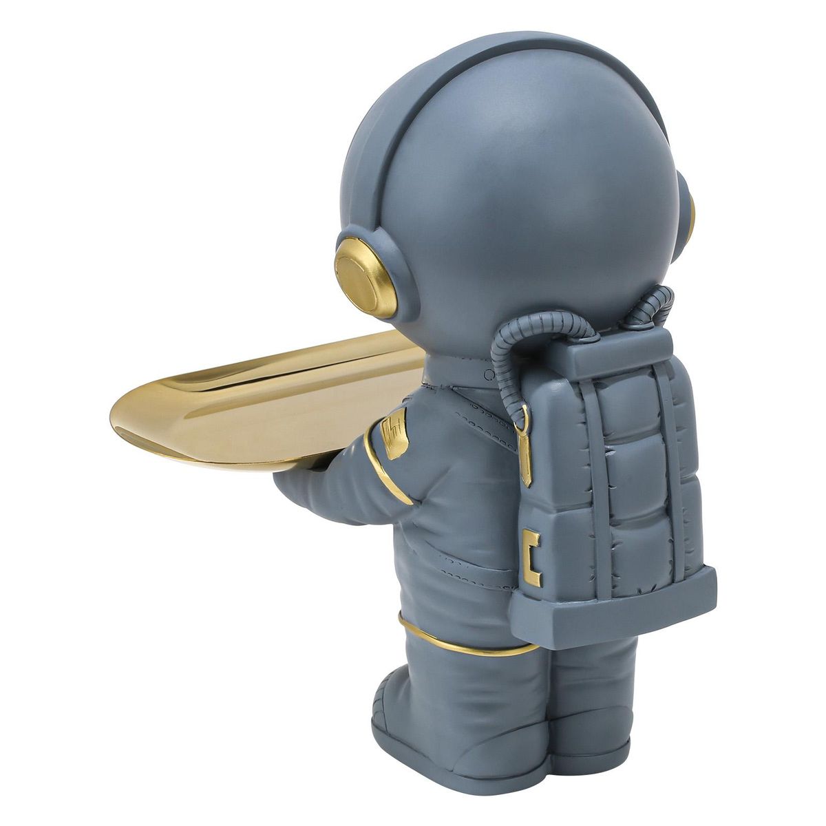 Tomfeel Astronaut Holder Metal Tray Astronaut Sculpture Light Resin Ornament Entrance Cabinet Key, Cosmetics, Trinkets Storage Living Room Desk Decoration Gift White&Gray