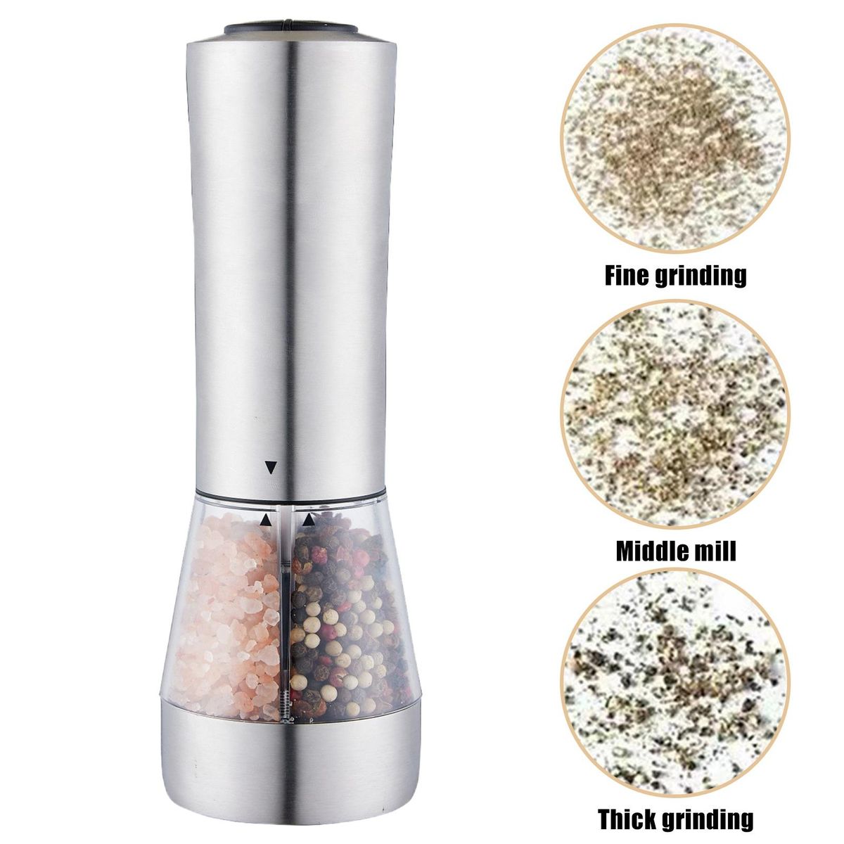 Automatic Salt Pepper Grinder Gravity Induction Electric Salt Pepper Silver