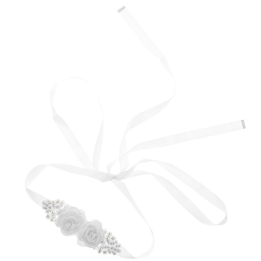 Bridal Sash Belt Rhinestone Applique Flower Bow Wedding R