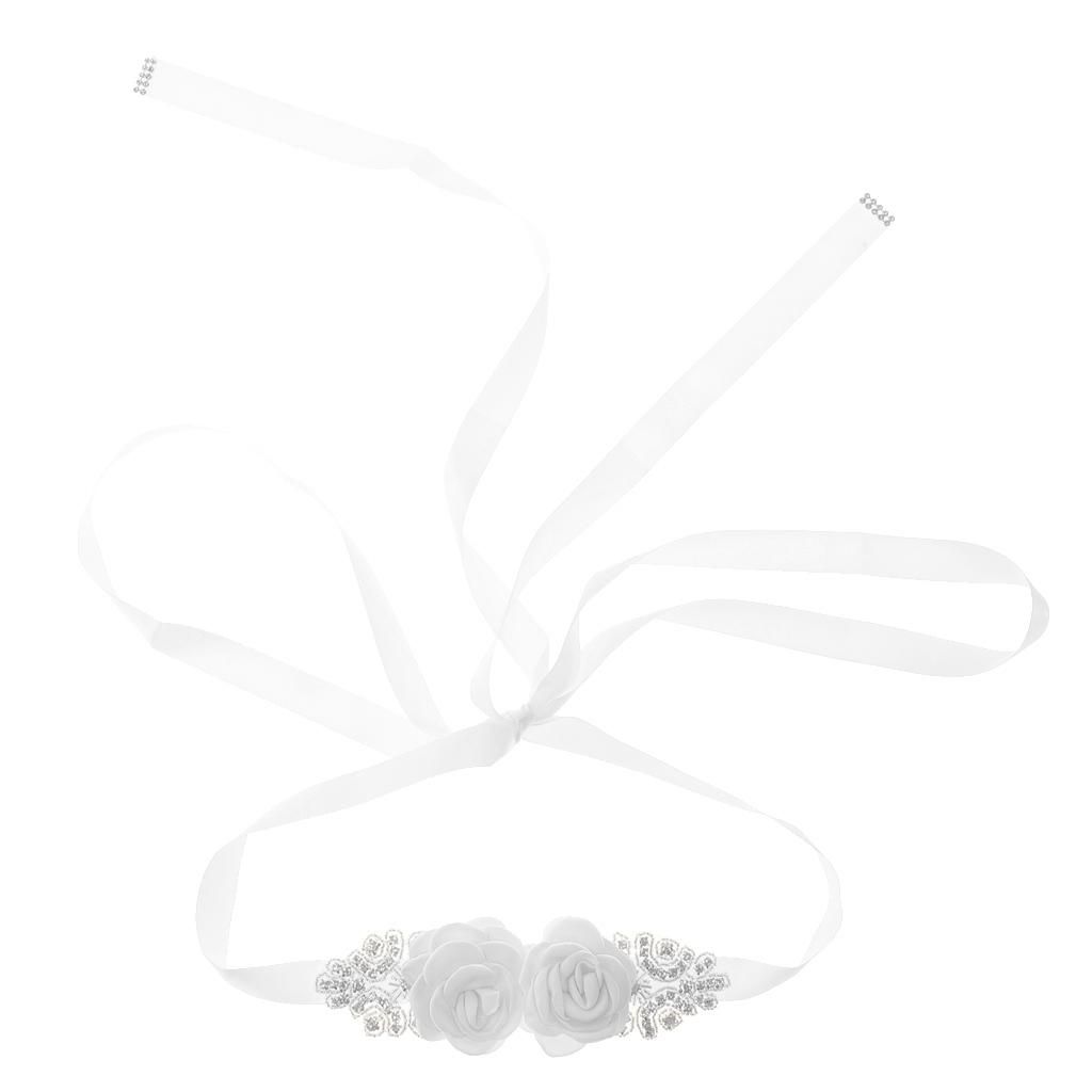 Bridal Sash Belt Rhinestone Applique Flower Bow Wedding R