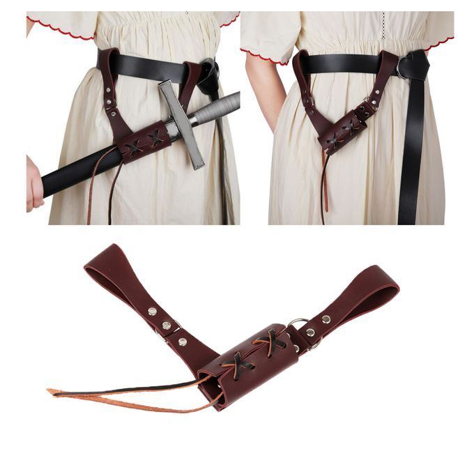 Lgykumeg Hanger Samurai Rapier Belt Bag Brown Left Handed