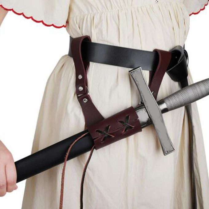 Lgykumeg Hanger Samurai Rapier Belt Bag Brown Left Handed