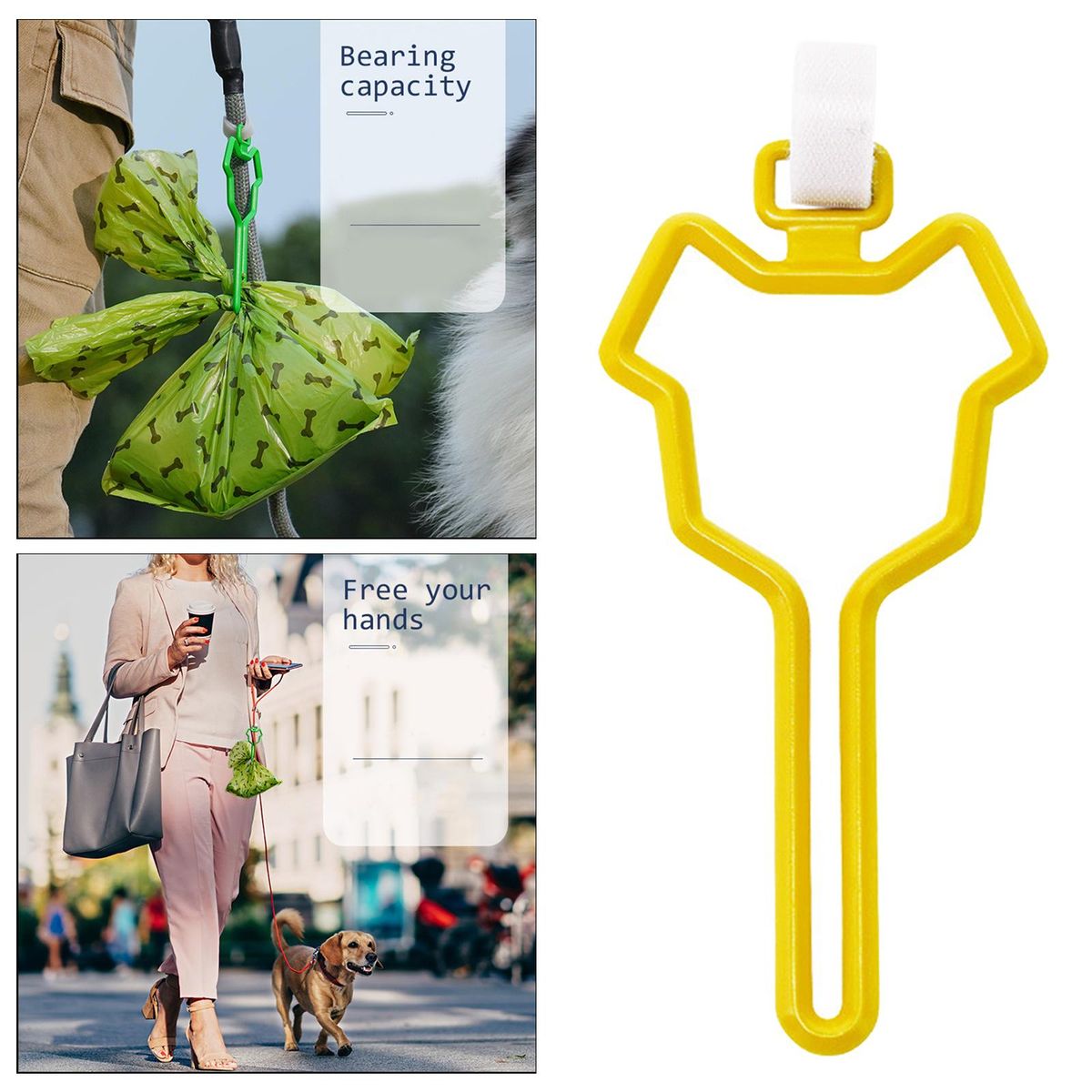 2 Pcs Plastic Hands Free Pets Dog Poop Bag Holder Clip Adjustable Pet