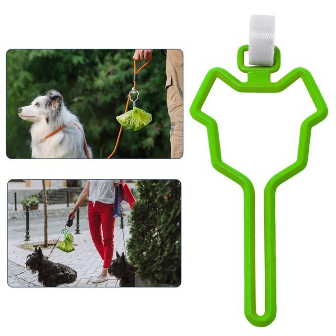 Hands Free Dog Poop Bag Holder Waste Bag Carrier Clip Adjustable Green