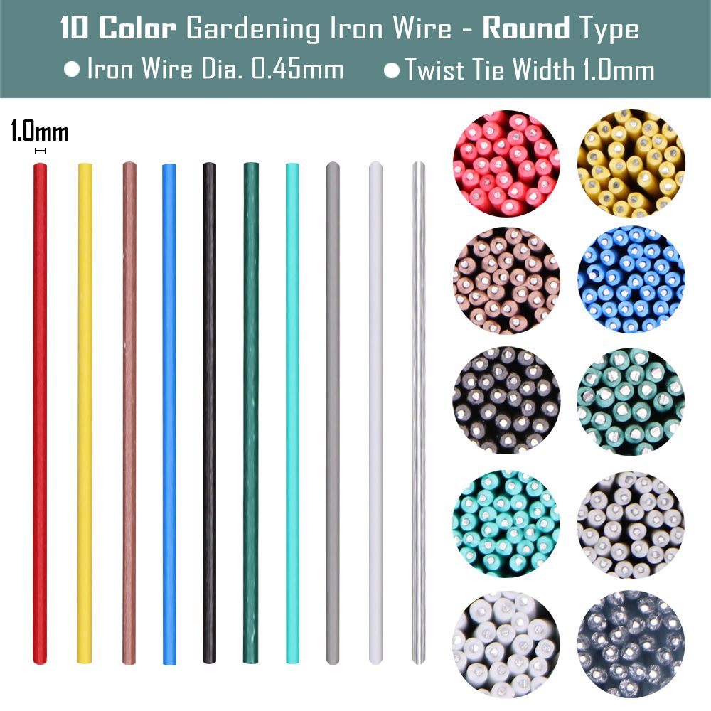 100PCS Round Gardening Plastic Colorful Twist Ties With