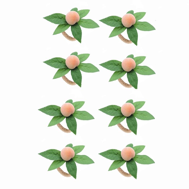 8PCS Simulation Peach Plant Napkin Ring Fruit