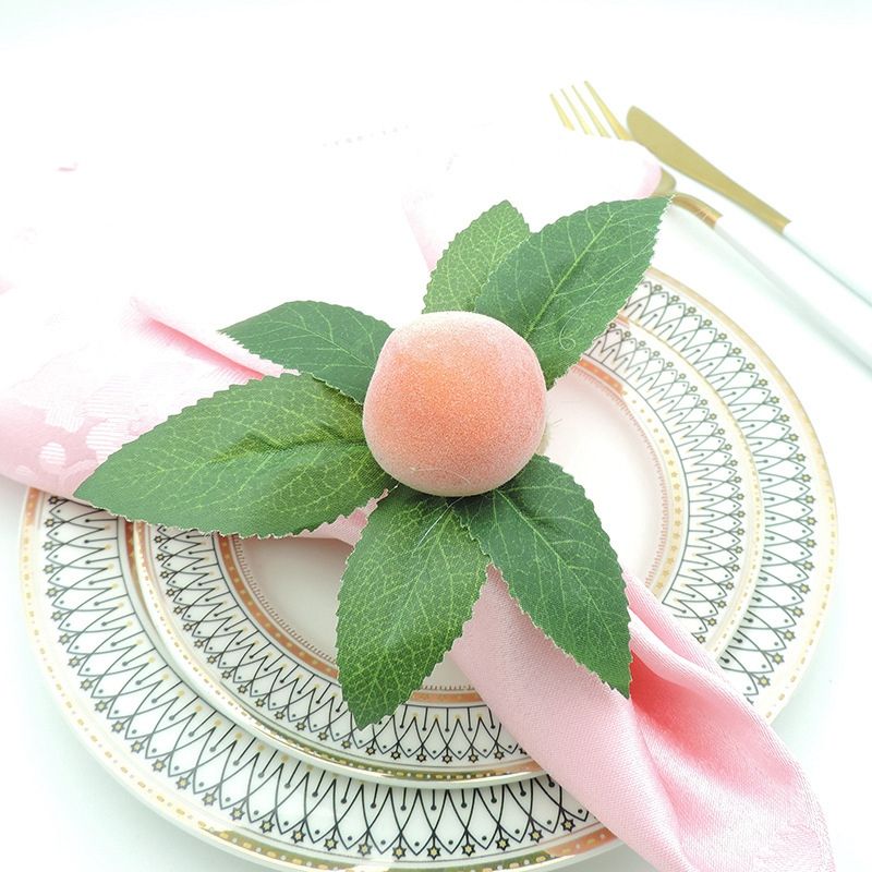 8PCS Simulation Peach Plant Napkin Ring Fruit