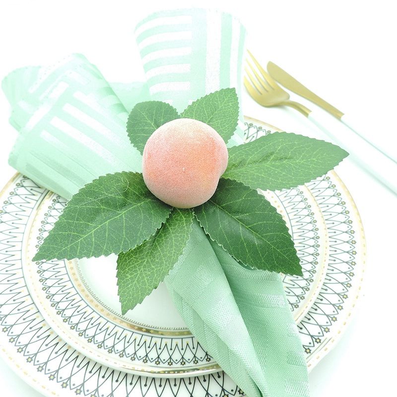 8PCS Simulation Peach Plant Napkin Ring Fruit