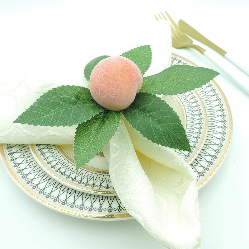 8PCS Simulation Peach Plant Napkin Ring Fruit