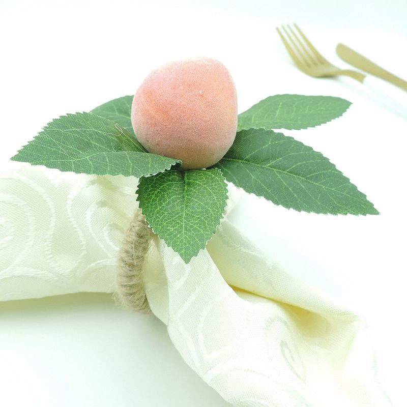 8PCS Simulation Peach Plant Napkin Ring Fruit