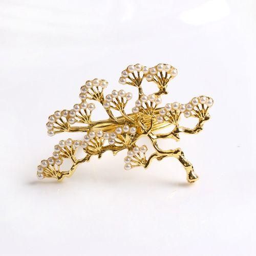 6Pcs/Lot Pea Pine Tree Napkin Buckle Zinc Alloy