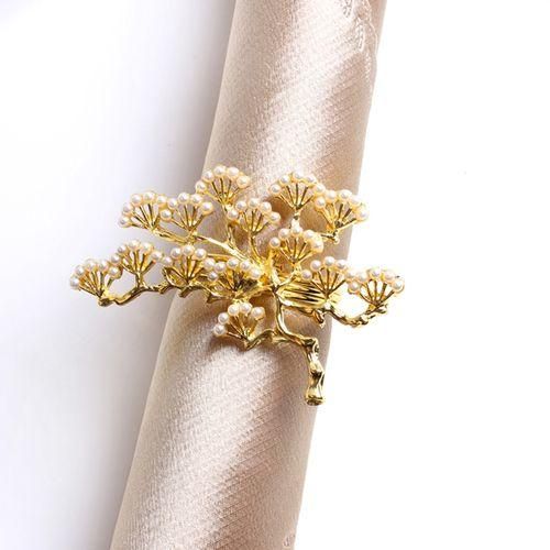 6Pcs/Lot Pea Pine Tree Napkin Buckle Zinc Alloy