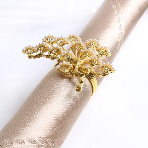 6Pcs/Lot Pea Pine Tree Napkin Buckle Zinc Alloy