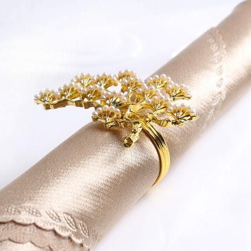 6Pcs/Lot Pea Pine Tree Napkin Buckle Zinc Alloy