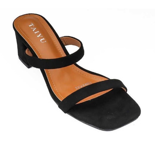 Ladies Double Straps Pu Leather Sandals