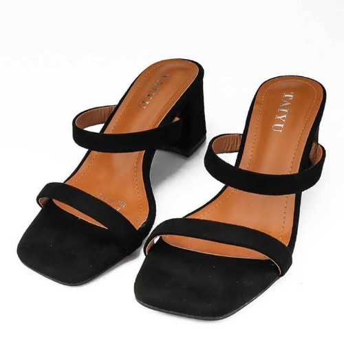 Ladies Double Straps Pu Leather Sandals