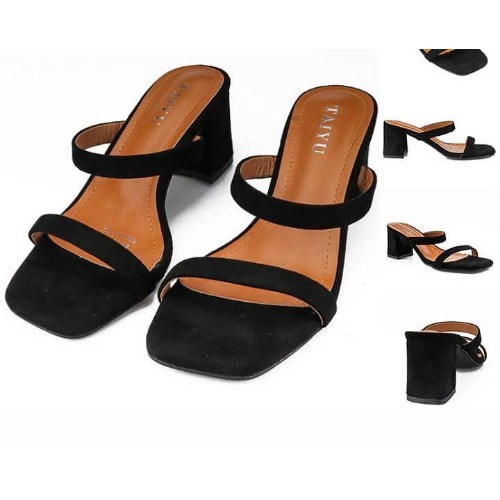 Ladies Double Straps Pu Leather Sandals