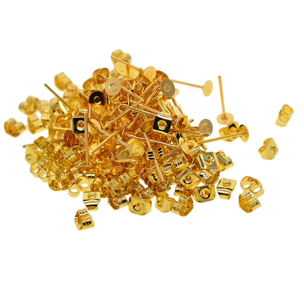100 Pairs Flat Ear Pin Studs Earring Posts With Back