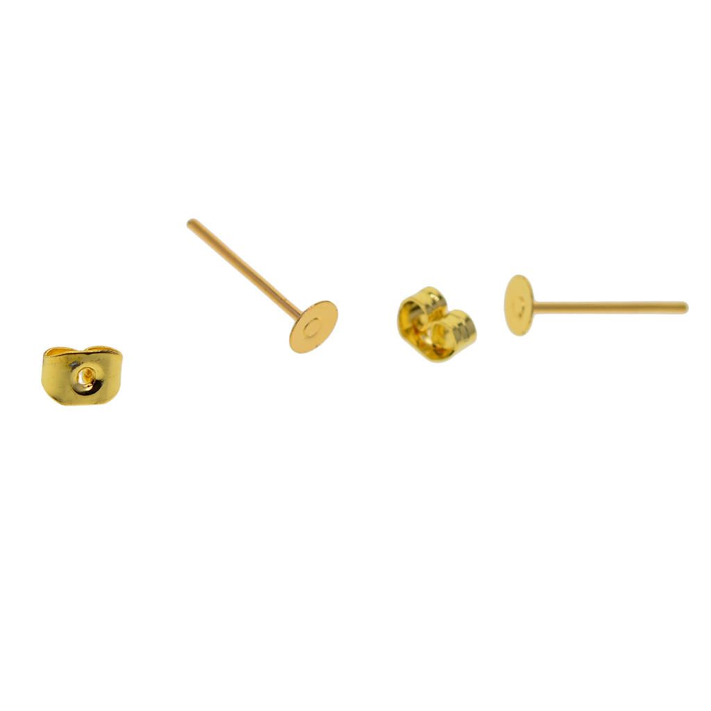 100 Pairs Flat Ear Pin Studs Earring Posts With Back