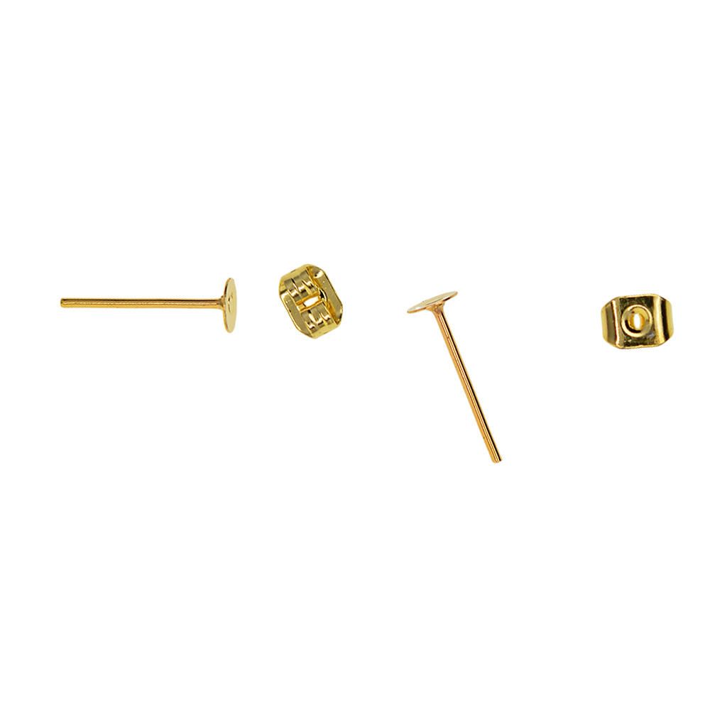 100 Pairs Flat Ear Pin Studs Earring Posts With Back