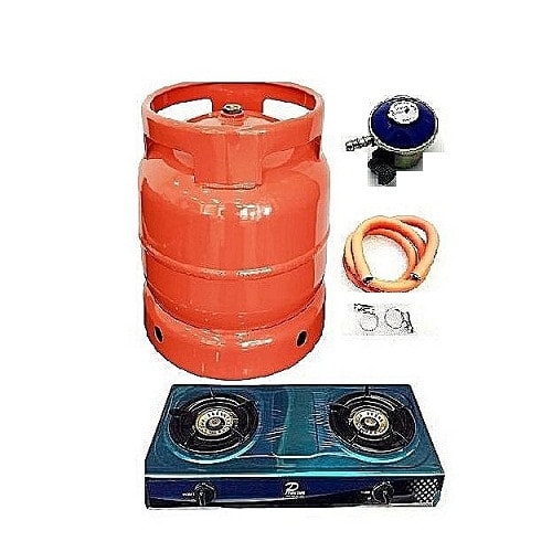 Gas Cooker + 10kg Camping Gas Cylinder - Regulator Hose + Clips