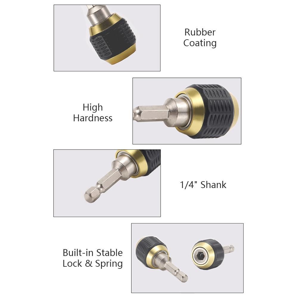 Quick Change Bit Holder 1/4 Inch Hex Shank Drill Bit Extension Chuck Adapter Connector Built-in Spring Quick to Install and Release