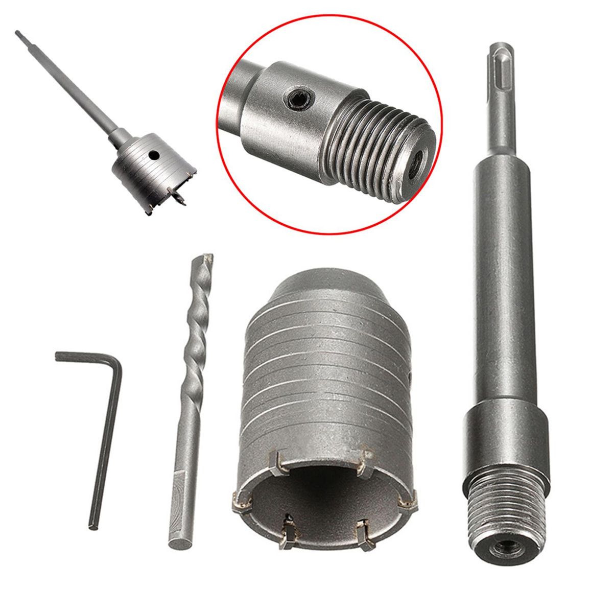 SDS Plus Shank Concrete Cement Stone 50mm Wall Hole Saw Drill Bit 200mm Rod New